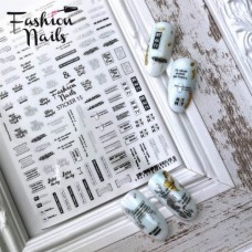 Наклейки для ногтей на липкой основе STICKER15 Fashion Nails 9*12 см - Наклейки для ногтей самоклейки Надписи