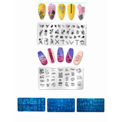 Маникюрный набор Стемпинга для ногтей - 5 Пластин для Стемпинга для дизайна ногтей 12*6 см