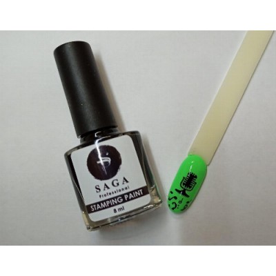 Лак Краска для стемпинга (черная) с Липким слоем (сохнет на воздухе ) Краска для стемпинга SAGA черная