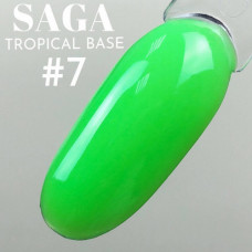 Неоновая Камуфлирующая цветная база для ногтей зеленая SAGA  tropical BASE для маникюра 8мл