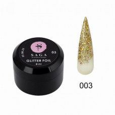 Гель золотистый для дизайна ногтей SAGA PROFESSIONAL GLITTER FOIL №3, 8 мл