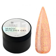 SAGA Builder Gel Magic №11 золотистый с разноцветной талью, 15 мл