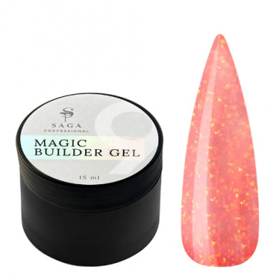 SAGA Builder Gel Magic №09 персиковый с разноцветной талью, 15 мл
