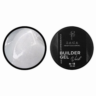 Гель для наращивания SAGA PROFESSIONAL BUILDER GEL VEIL 18 молочный жемчуг с перламутром и шиммером, 15 мл