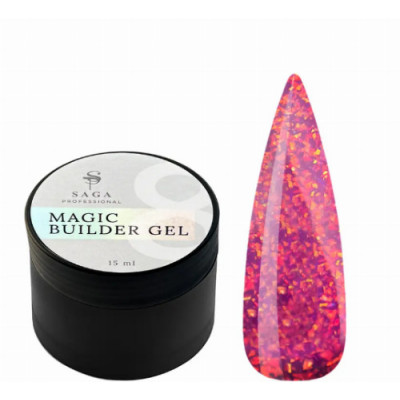 SAGA Builder Gel Magic №08 темно-розовый с разноцветной талью, 15 мл