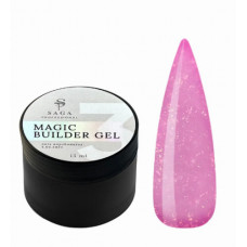 SAGA Builder Gel Magic №03 світло-рожевий з різнокольоровою поталлю, 15 мл