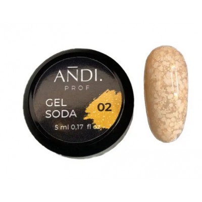 Гель лак ANDIPROF Gel soda 02 персиковый гель лак с хлопьями. 5 мл