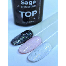 Top Powder Saga (пудровый топ без липкого слоя), 8 мл  - Новинки в нейл индустрии 2021 с Серебристым шиммером