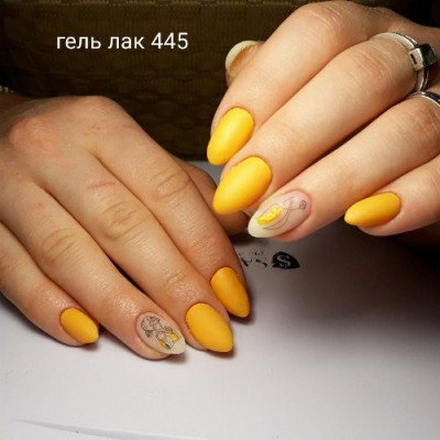 Желтый Гель-лак № 445(светлый лимонный, эмаль) City Nail 10мл