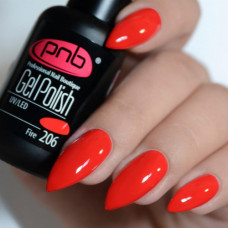 Гель-лак PNB №206 Fire (огненный красный, эмаль), 8 мл