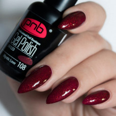 Гель-лак PNB 108 Mystic Love (Бордовый с блестками), 8мл