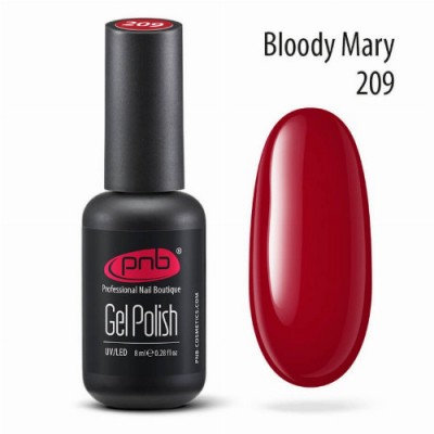 Гель-лак PNB 209 Blood Mary (насыщенный красный, эмаль), 8 мл