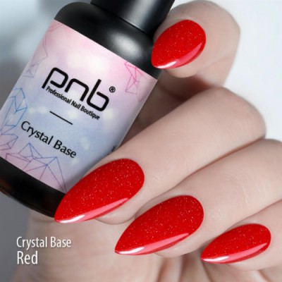 Светоотражающая база для ногтей, красная Crystal Base PNB, 8 ml