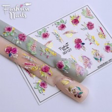 Слайдер дизайн 3D Цветы розы - 3D наклейки для дизайна ногтей Fashion Nails 3D/127 - 3D Наклейки розы на ногти