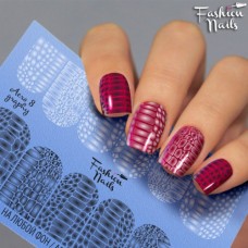 Слайдер-дизайн Fashion nails - наклейка на ногти - змеиная чешуя - Черно-белые слайдер дизайны