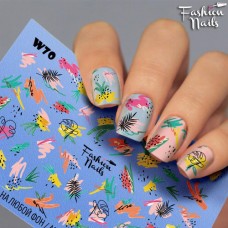 Слайдеры водные наклейки для дизайна ногтей для маникюра Fashion Nails W70