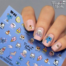 Слайдер-дизайн Fashion nails - наклейка для ногтей - мультяшки арт.W45