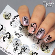 Слайдер-дизайн Fashion nails - наклейка на ногти - кружево, вензеля, узоры