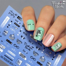 Слайдер-дизайн Fashion nails - наклейка на ногти - надписи - Черно-белые слайдер дизайны