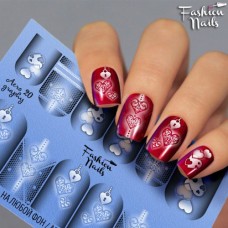 Слайдер-дизайн Fashion nails - наклейка на ногти - сердечки - Черно-белые слайдер дизайны