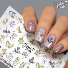 Слайдер-дизайн Fashion nails - наклейка на ногти - геометрия веточки