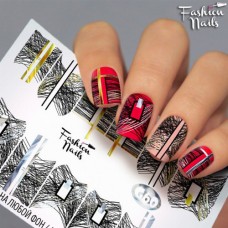 Слайдер-дизайн Fashion nails - наклейка на ногти - черные полоски , линии