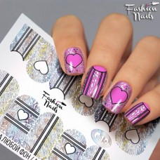 Слайдеры водные наклейки ВЕНЗЕЛЯ Сердечки для маникюра Fashion Nails G19