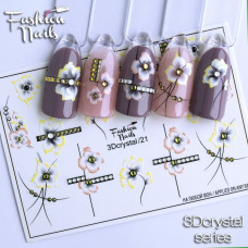 Декор Слайдер-дизайн для ногтей - наклейки цветы арт.3Dcrystal/21