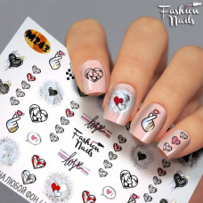 Слайдер-дизайн Fashion nails - наклейка на ногти - сердечки
