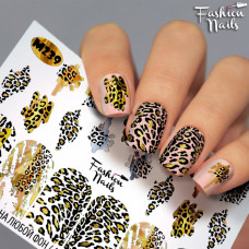 Слайдер-дизайн Fashion nails - наклейка на ногти - тигровая леопардовая