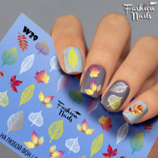 Осенний слайдер-дизайн Fashion nails - наклейка на ногти - осенние листики арт.W29