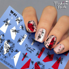 Слайдер-дизайн Fashion nails - наклейка на ногти - стрекоза арт.W41
