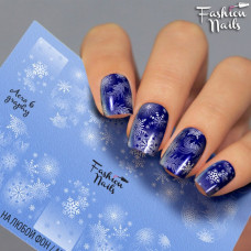 Зимний слайдер дизайн Cнежинки - Новогодние наклейки для ногтей арт.Aero6