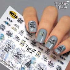 Слайдер -дизайн Надписи Fashion nails - Наклейки для ногтей Снежинки Иней арт.M236