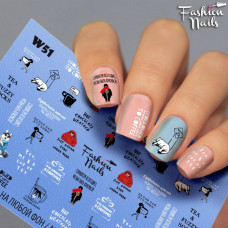 Зимний слайдер-дизайн Надписи - водные наклейки для ногтей Fashion Nails арт.W51