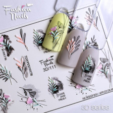 3D наклейка на ногти Растения, мелкие цветы, листочки - Слайдер-дизайн ЦВЕТЫ арт.3D/111