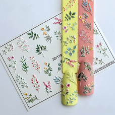 Наклейки для ногтей - Весенние веточки, бутончики, цветочки, листочки ( водный слайдер-дизайн для ногтей )