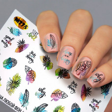 Наклейки на ногти надписи , листья ( Слайдер дизайн для ногтей ) Fashion Nails М275