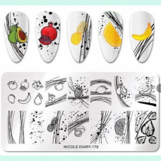 Пластина для стемпинга для дизайна ногтей Фрукты Линии Полоски