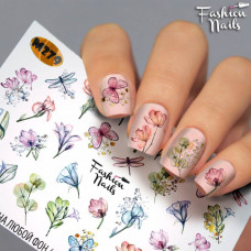 Слайдер-дизайн ЦВЕТЫ Fashion Nails - наклейки для ногтей - Цветы Бабочки Стрекозы