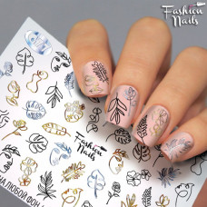 Слайдер дизайн Лица Листочки Цветы - наклейки для дизайна ногтей Fashion Nails G77 - Слайдеры для ногтей лица
