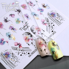 Слайдер-дизайн ЦВЕТЫ - Слайдеры водные наклейки ЦВЕТЫ Fashion Nails - Слайдери для нігтів Наклейки для ногтей