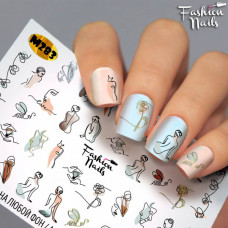 Слайдер -дизайн Силуэт Девушки - Слайдеры для ногтей лица - наклейки на ногти водные Fashion Nails M283 лица