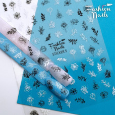 Слайдер-дизайн ЦВЕТЫ для маникюра на клейкой основе - Стикер для ногтей Sticker 5 Fashion Nails размер 9*12 см