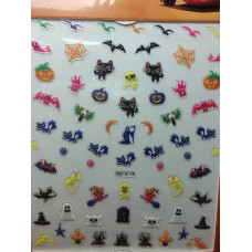 Наклейки для ногтей хэллоуин, тыква, летучья мышка, паутинка, кошка, привидение- Слайдер-дизайн ХЭЛЛОУИН