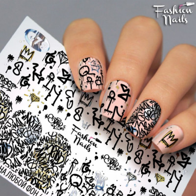 Декор ногтей Слайдер-дизайн Иероглифы - наклейки для дизайна ногтей  для маникюра водные Fashion Nails G78