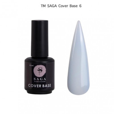 Cover Base Saga камуфлирующая база для ногтей, 15 мл бледно голубая Камуфлирующая База Saga Elastic ,15 мл №6