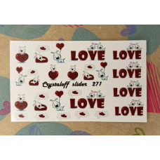 Слайдер дизайн 3D Наклейки LOVE для ногтей ко дню Святого Валентина Любовь СЕРДЕЧКИ Crystaloff Slider 271