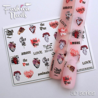 3D Слайдер дизайн надписи LOVE для ногтей Слайдеры Наклейки на ногти Надписи Сердце Цвет для маникюра 3D/147