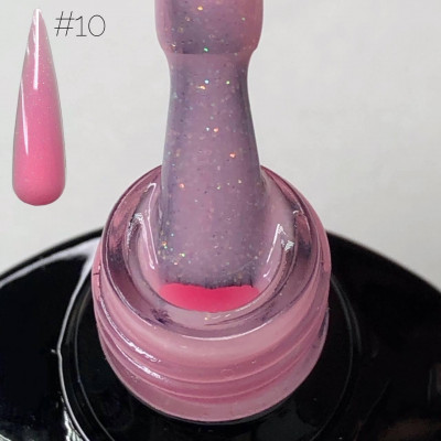 Камуфлирующая База для Лака с Блестками База с шиммером розовая для ногтей SAGA  - палитра из 10 цветов